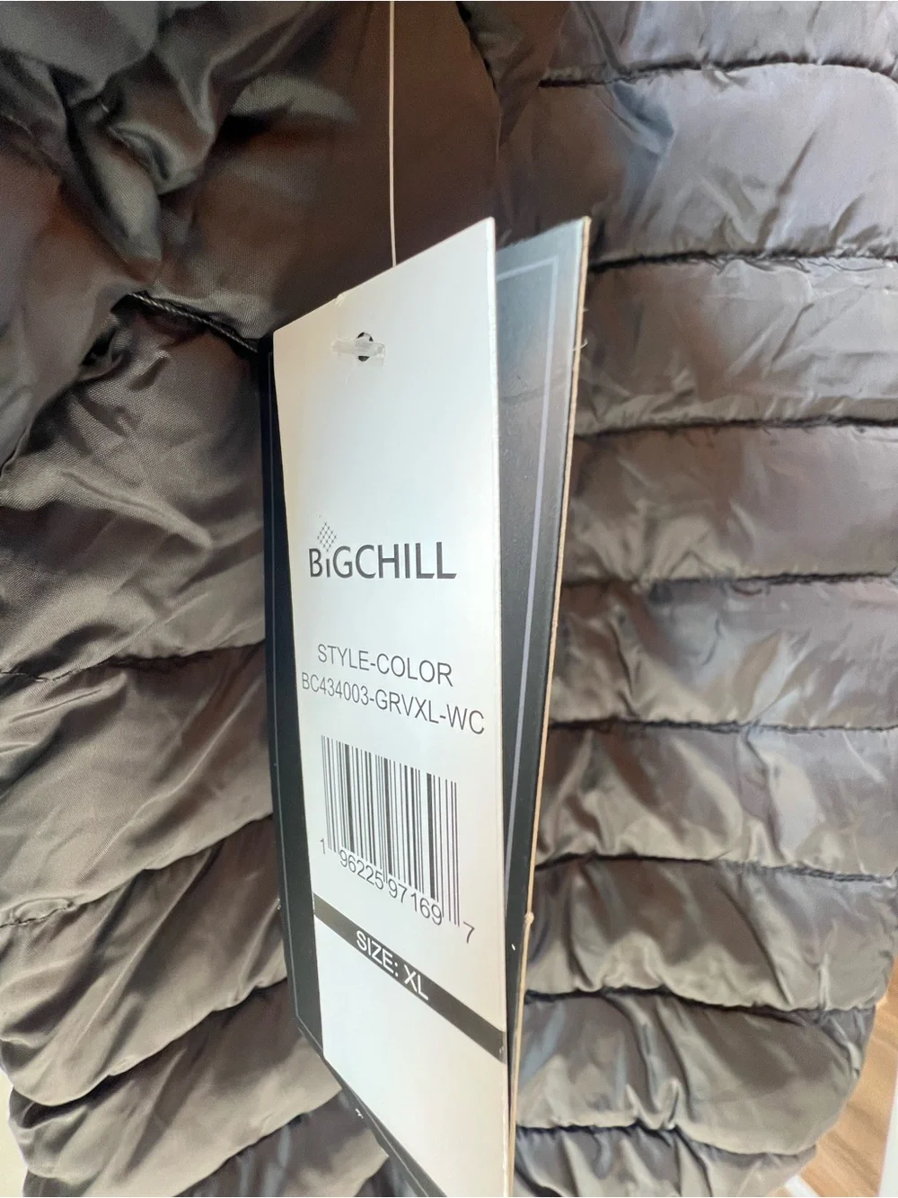 NWT Big Chill Puffer Jacket Graphite Grey Mens Size XL Winter Coat